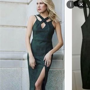 EUC Gianni bini green suede cocktail dress 8